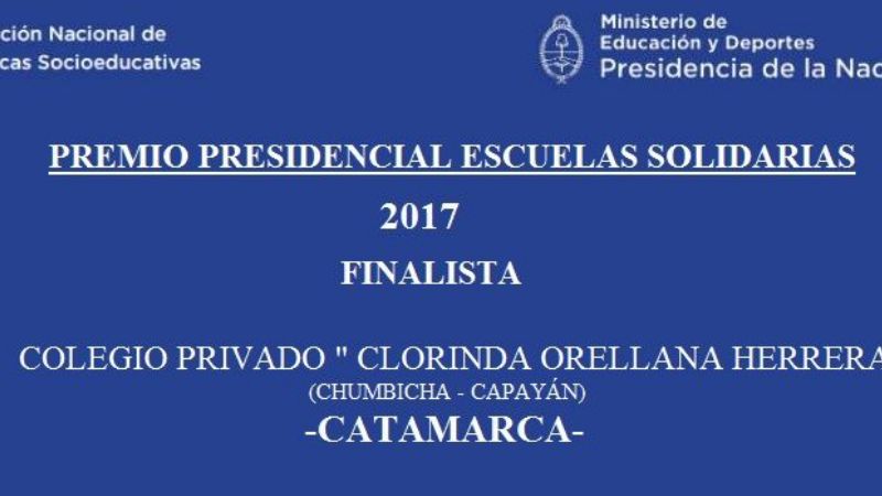 Escuela catamarqueña finalista del Premio Presidencial 2017