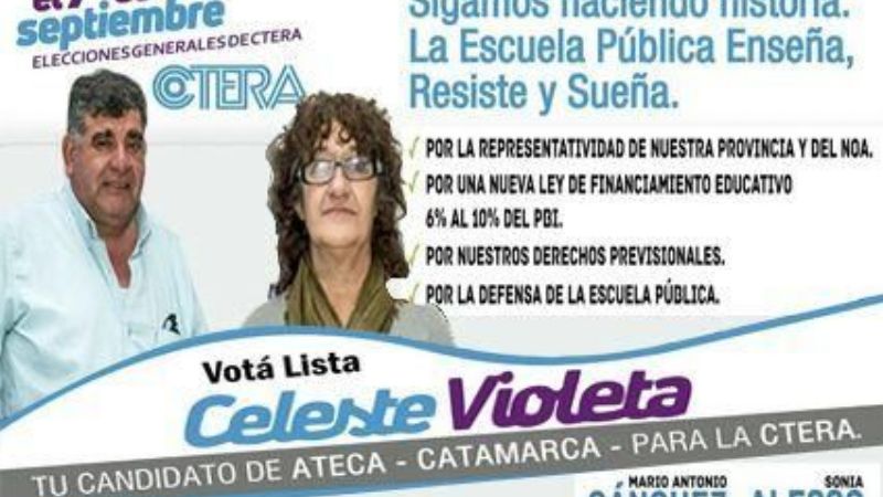 Ganó la lista Celeste Violeta en la CTERA