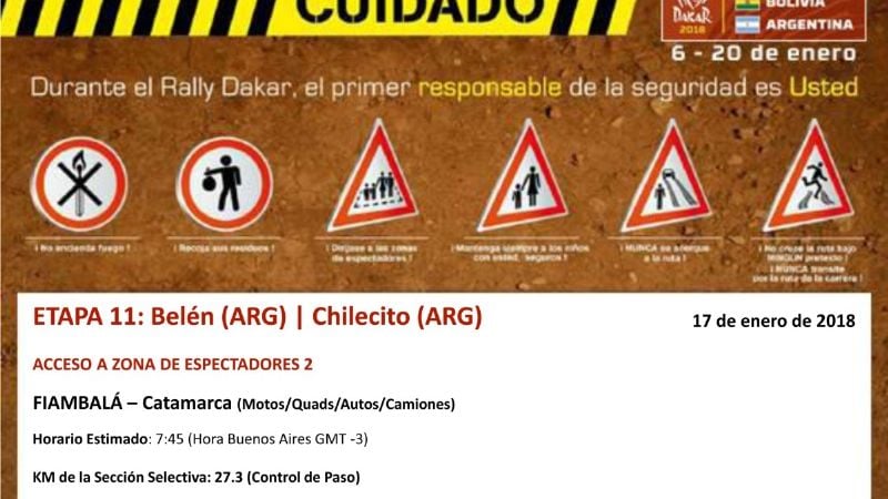 Zonas de espectadores para mañana en Fiambalá