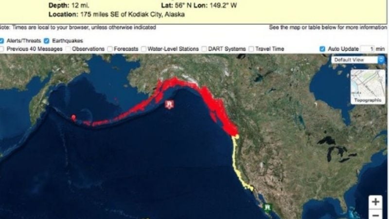 Alerta de tsunami en Estados Unidos y Canadá por un terremoto de 8,2 grados