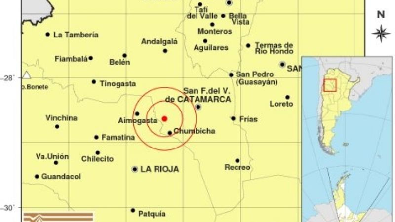 Leve sismo a kilómetros de Chumbicha