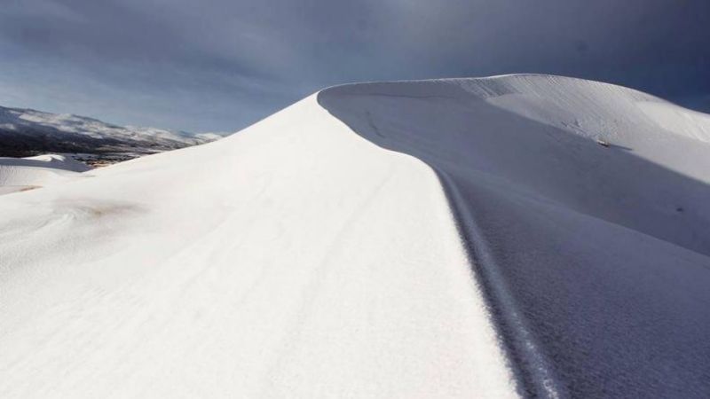 El desierto del Sahara amaneció cubierto de nieve