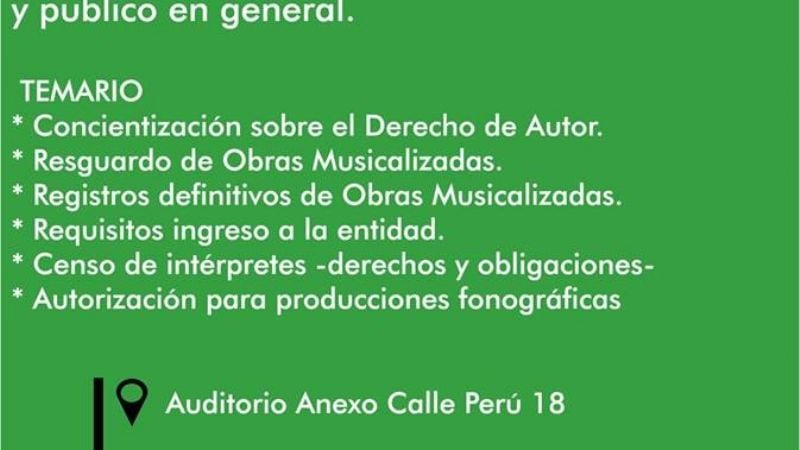 Charla informativa destinada a compositores, músicos e  intérpretes