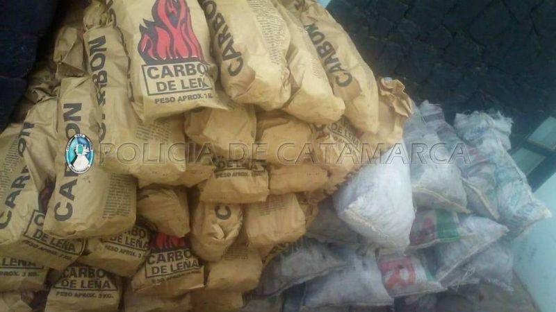 Secuestran 79 bolsas de carbón en un puesto caminero de Capayán