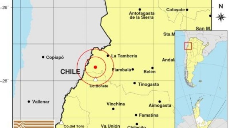 Temblor entre Fiambalá y Chile
