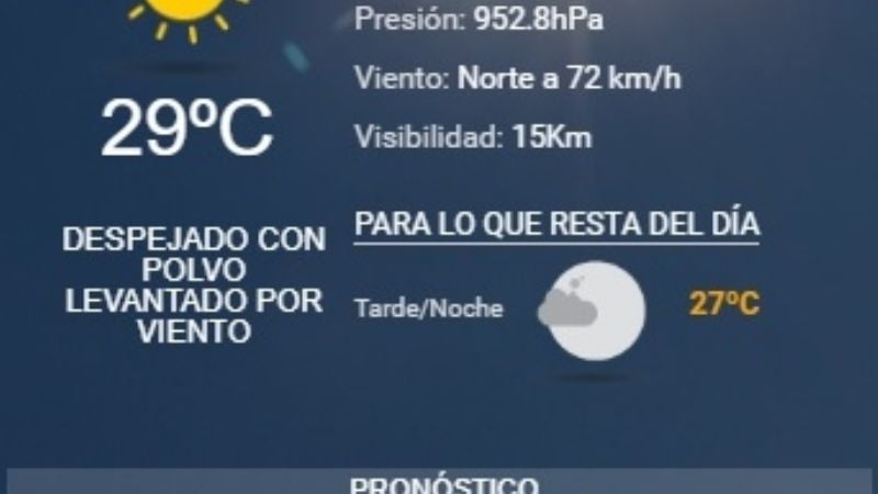 Las ráfagas de viento superaron los 70 km/h