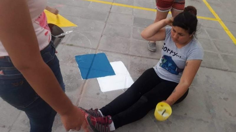 Pintaron juegos en patio didáctico de la Escuela N°197