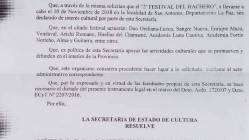 El Festival del Hachero fue declarado de "Interés Cultural"