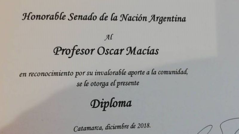 El Senado de la Nación reconoce a personalidades destacadas de Capayán