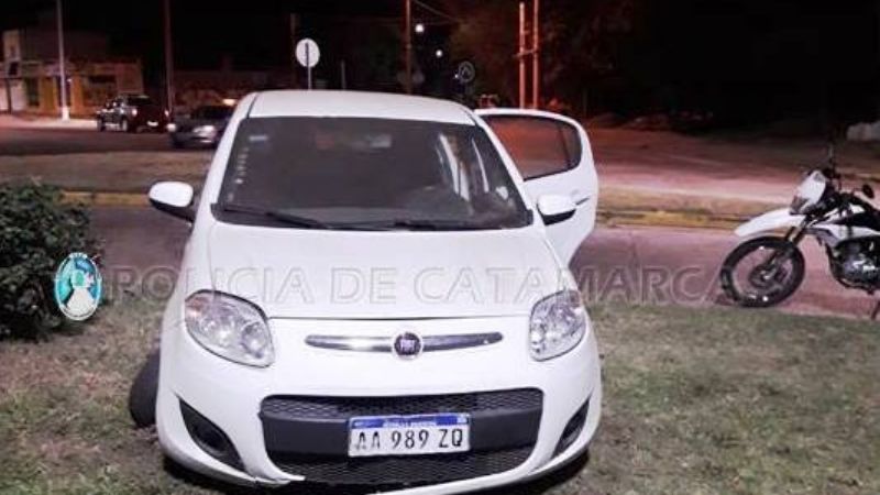 Siguió de largo, atravesó canteros y se subió a la rotonda