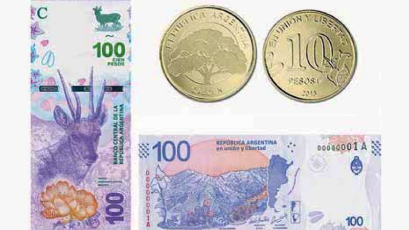 Nuevo billete de 100 y monedas de 10 pesos