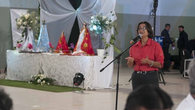 Corpacci en la fiesta de los mineros en el 60 aniversario de Farallón Negro