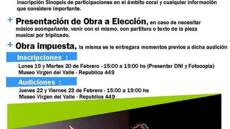 Audiciones para el Coro de Cámara de SFVC