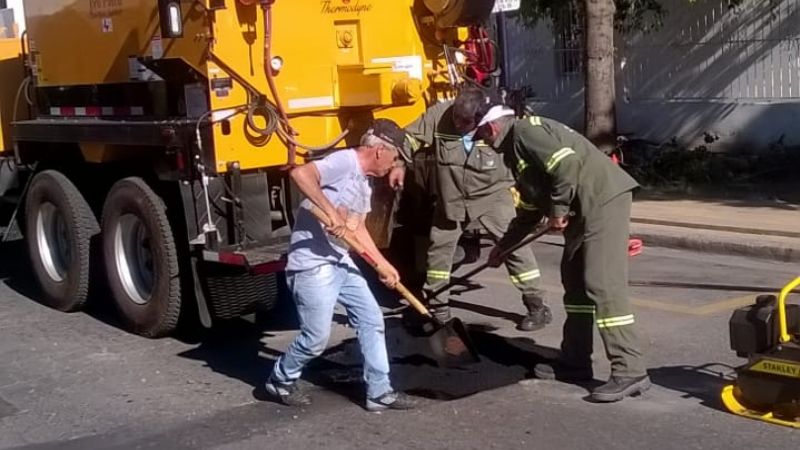 Trabajos de la nueva máquina bacheadora