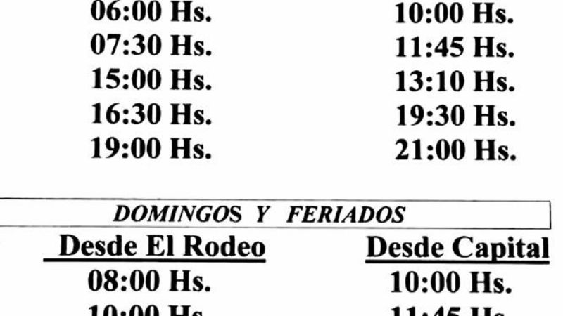 Nuevos horarios de transporte a El Rodeo