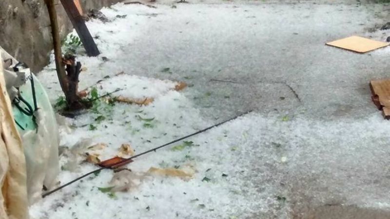 Importante caída de granizo en San José