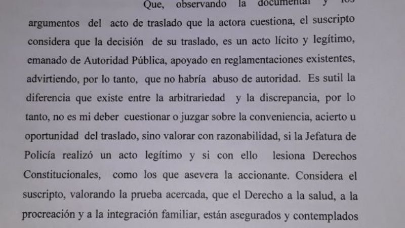Revés judicial para la comisario Leguizamón