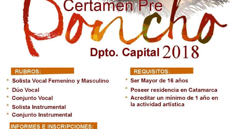 Inscripciones para el certamen Pre-Poncho 2018 en la Capital