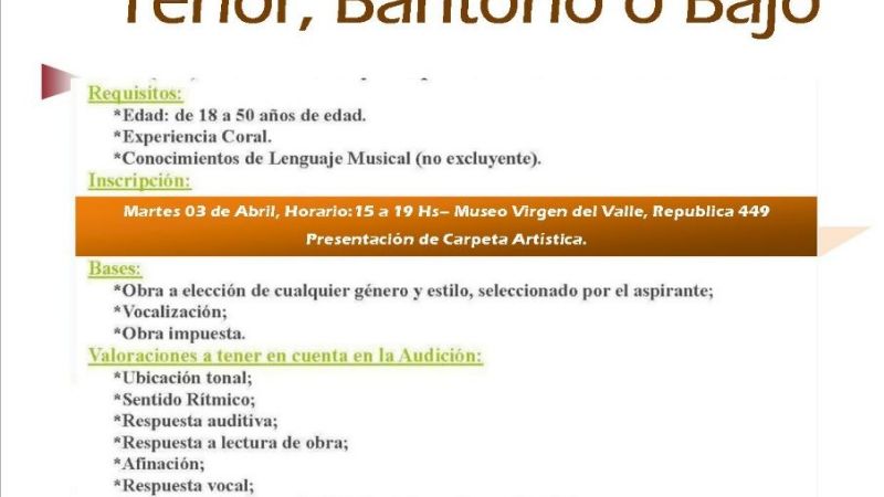 Convocatoria del Coro de Cámara Municipal