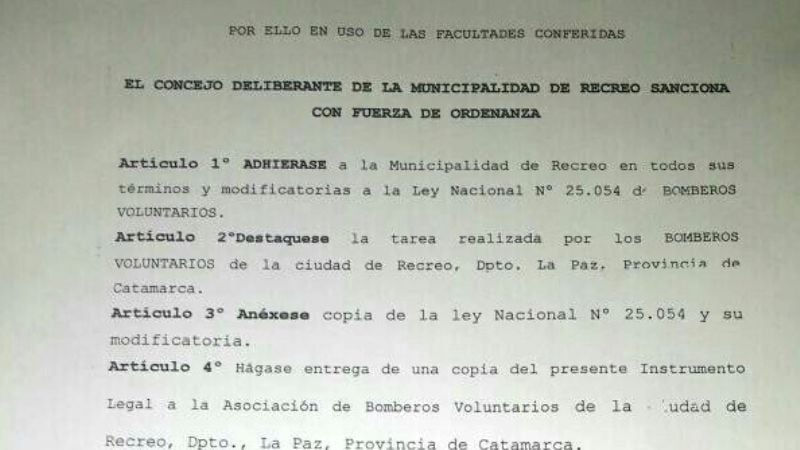 Adhesión a la Ley Nacional de Bomberos Voluntarios y otros beneficios