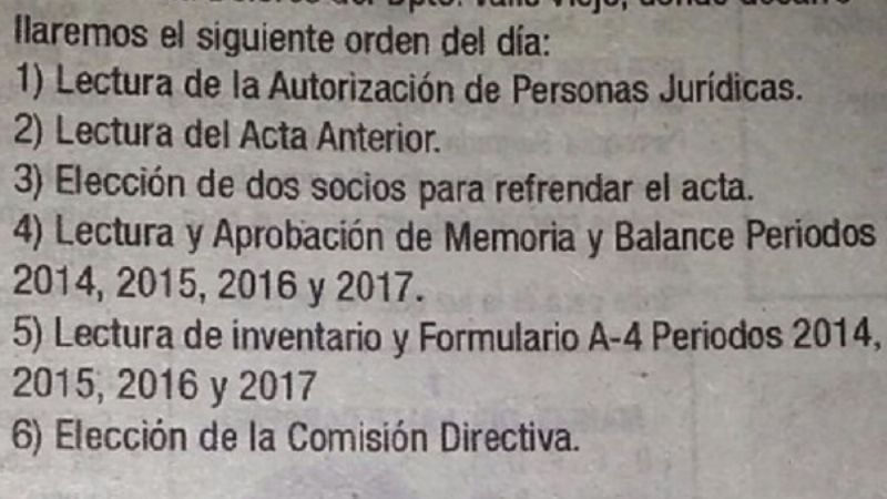 Villa Dolores renueva comisión directiva el 27/Abril