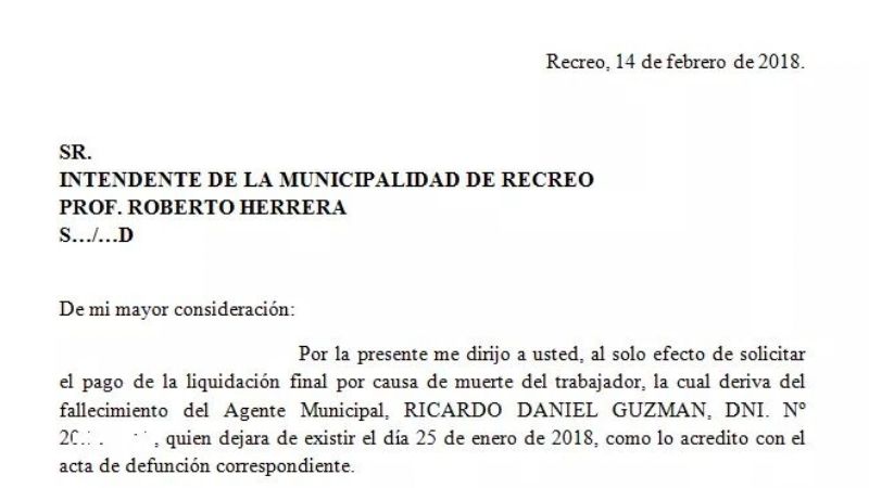 Intiman a Municipalidad por "falta de Liquidación final" por muerte de un trabajador