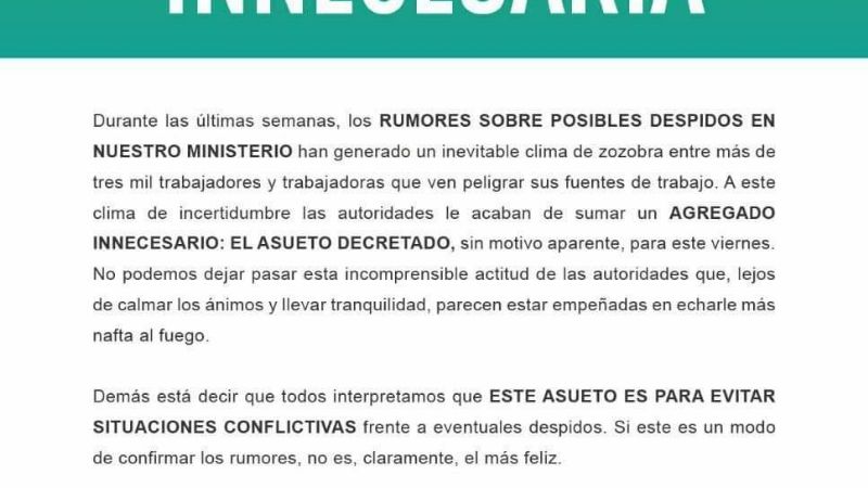 Rumores de despidos en el Ministerio de Agroindustria