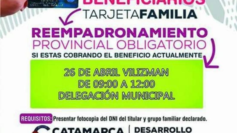 Reempadronamiento obligatorio de la tarjeta Pro-Familia
