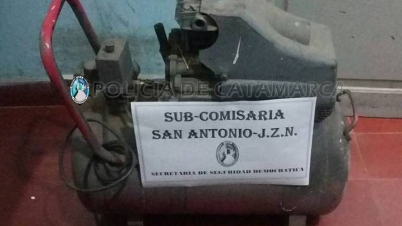 Secuestran un compresor de dudosa procedencia en Fray Mamerto Esquiú