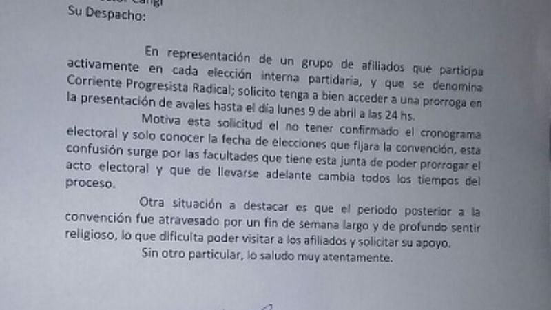 UCR: piden prórroga y que se "reconsidere" la decisión de presentar DNI de avales