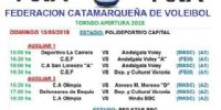 Programación del domingo 13 para el Apertura de Vóley 2018.