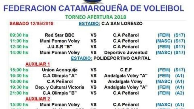 El Apertura 2018 del Vóley oficial para sábado y domingo