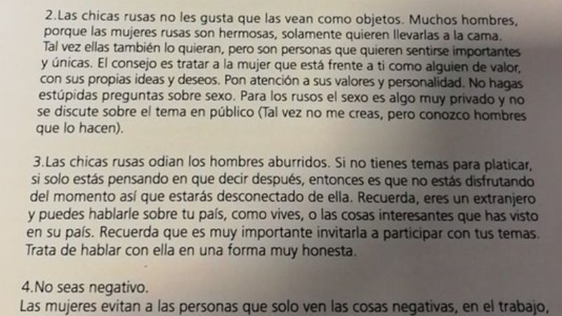 Increíble manual de la AFA para seducir mujeres rusas