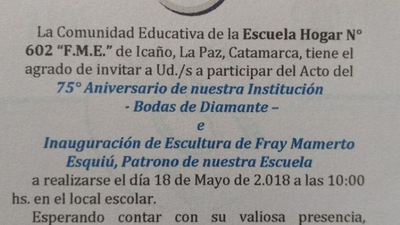 Bodas de Diamante: 75 Años de la Escuela Hogar de Icaño