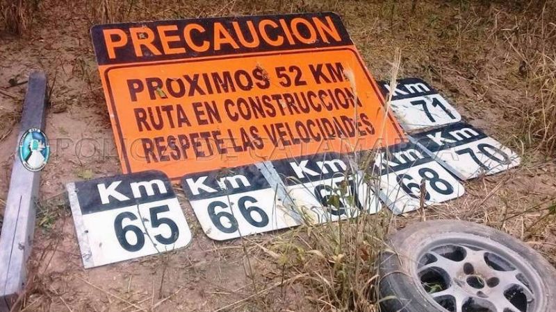 Secuestran una camioneta, carteles de señalización y varios elementos