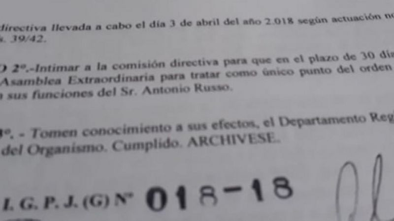 La IGPJ mantiene fuera de Villa Cubas a Russo
