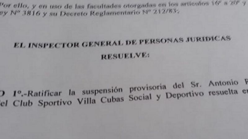 La IGPJ mantiene fuera de Villa Cubas a Russo