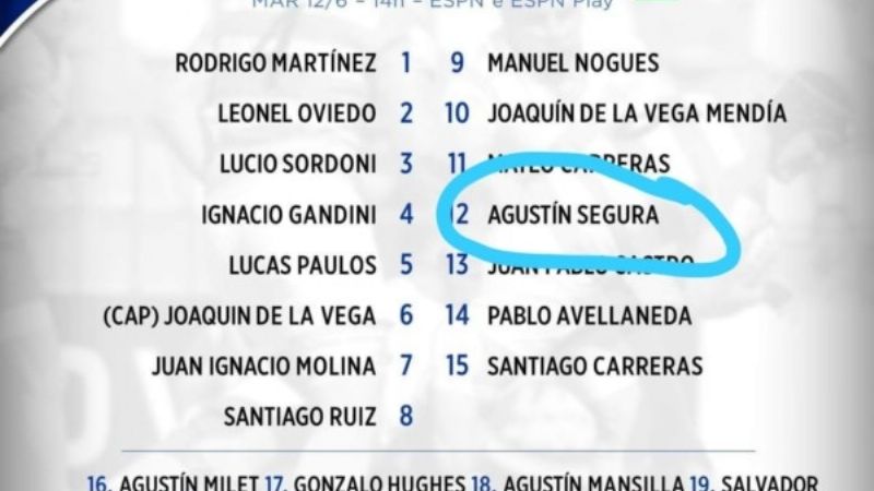 Debut mundialista de Agustín Segura  en Los Pumitas