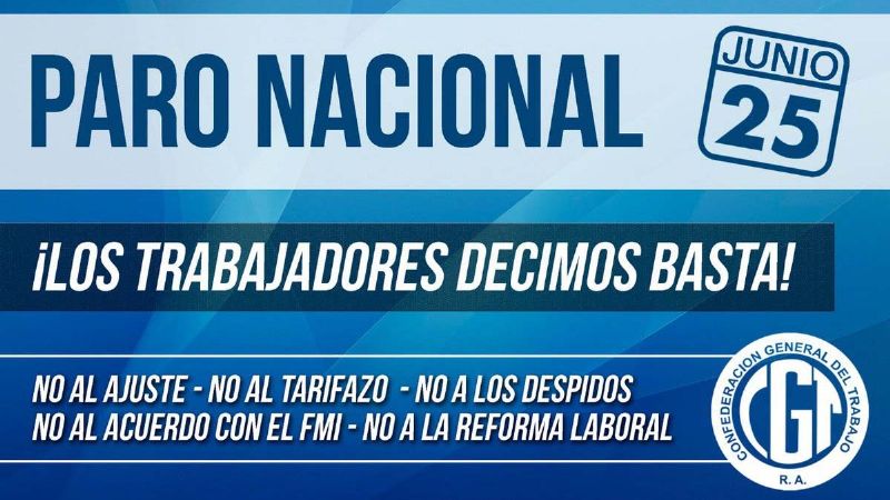 Empleados de comercio adhieren al paro del 25