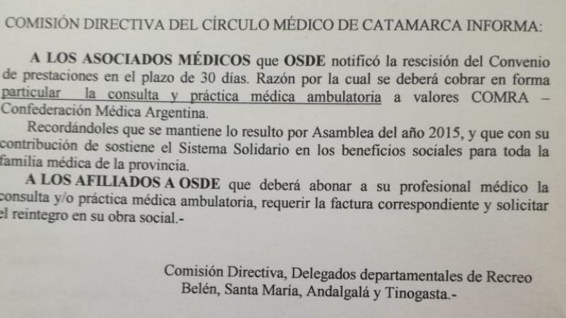 OSDE rompió con el Círculo Médico y comenzó la guerra