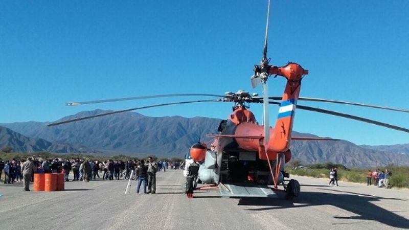 Andalgalá convulsionada por el aterrizaje del helicóptero rescatado