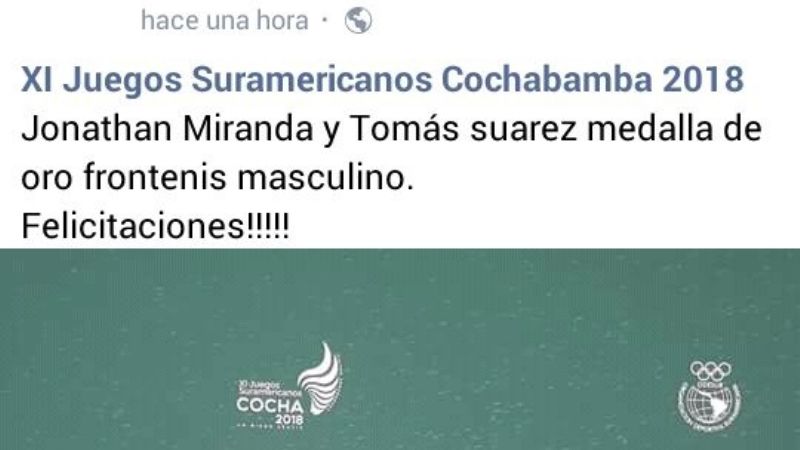 Histórico “Oro” de Miranda en los Odesur de Bolivia