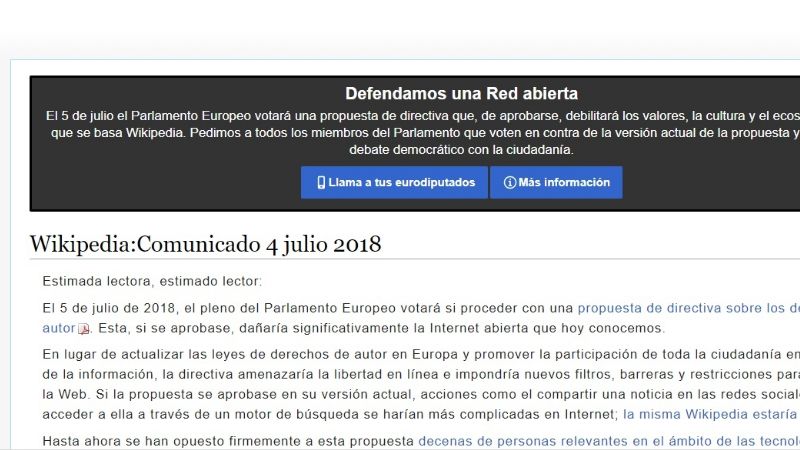Por una protesta, cierran Wikipedia
