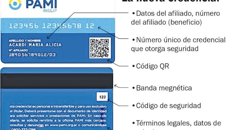 En 2019, los carné de PAMI serán tarjetas magnéticas