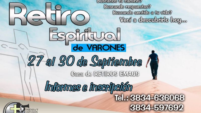 Invitan a retiro espiritual de varones