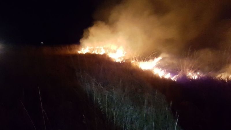 Incendio de pastizales en Valle Viejo
