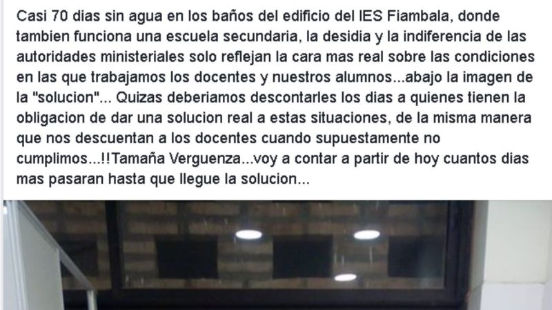 Hace más de 70 días que instituto educativo no tiene agua