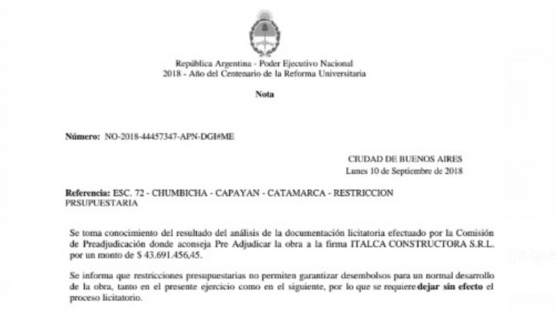 Por el ajuste, Nación deja sin escuela a Chumbicha