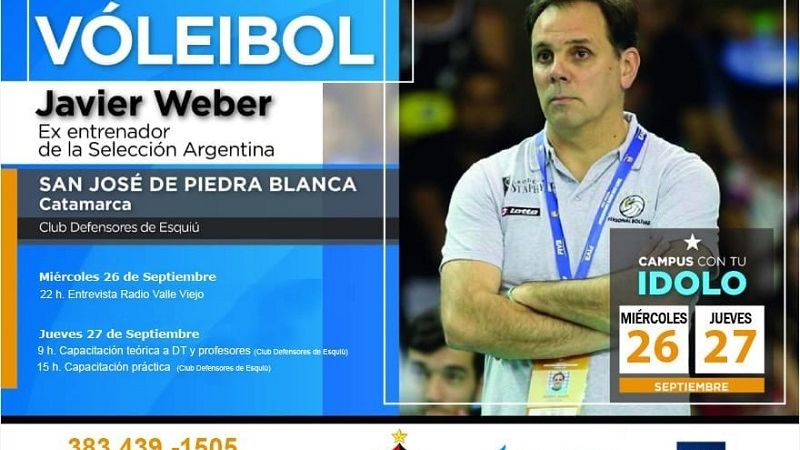 Vóley:  Weber dará una capacitación en Def. de Esquiú