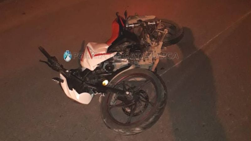 Atropelló a un perro y cayó de la moto